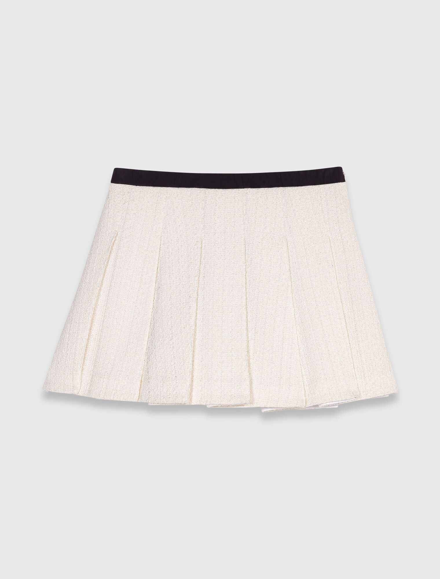 Chân váy tweed xòe xếp ly phối viền